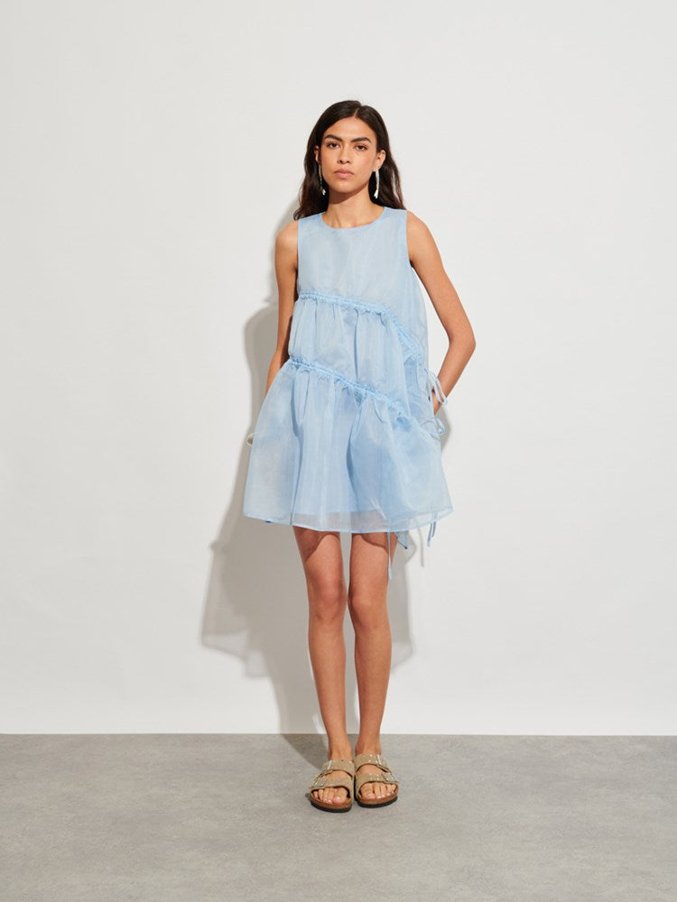 ghospell counter pleated mini dress Ghospell pleated mini dress in pearl white