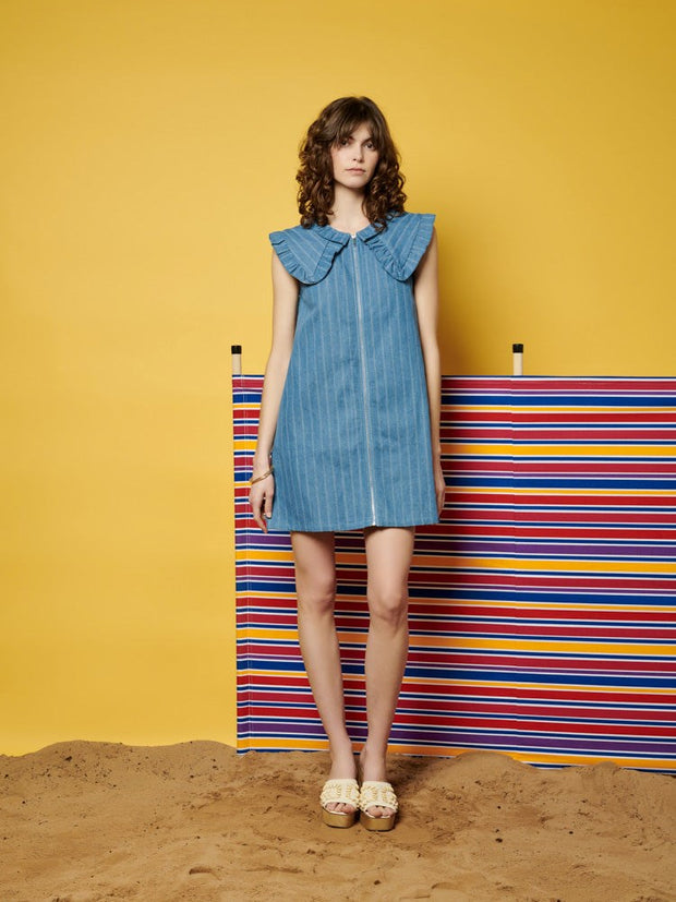 Deborah Striped Denim Mini Dress