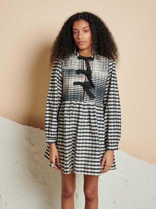 counter pleated mini dress ghospell Ghospell Counter Pleated Mini Dress