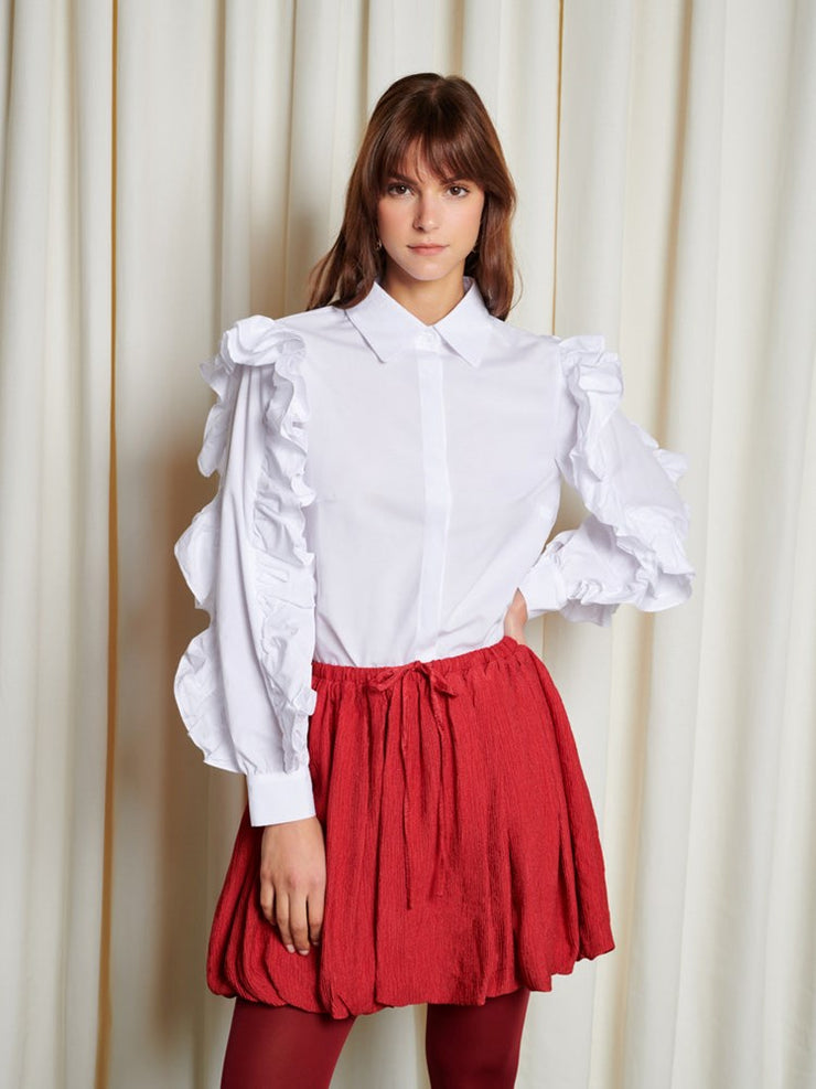 Red ruffle shirt online