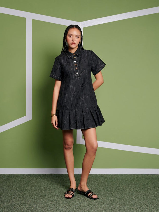 ghospell counter pleated mini dress Ghospell ruched mini dress in black
