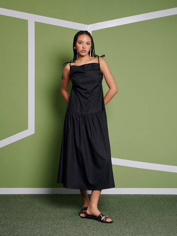 venus little black dress VENUS black dress with gold chain shoulder