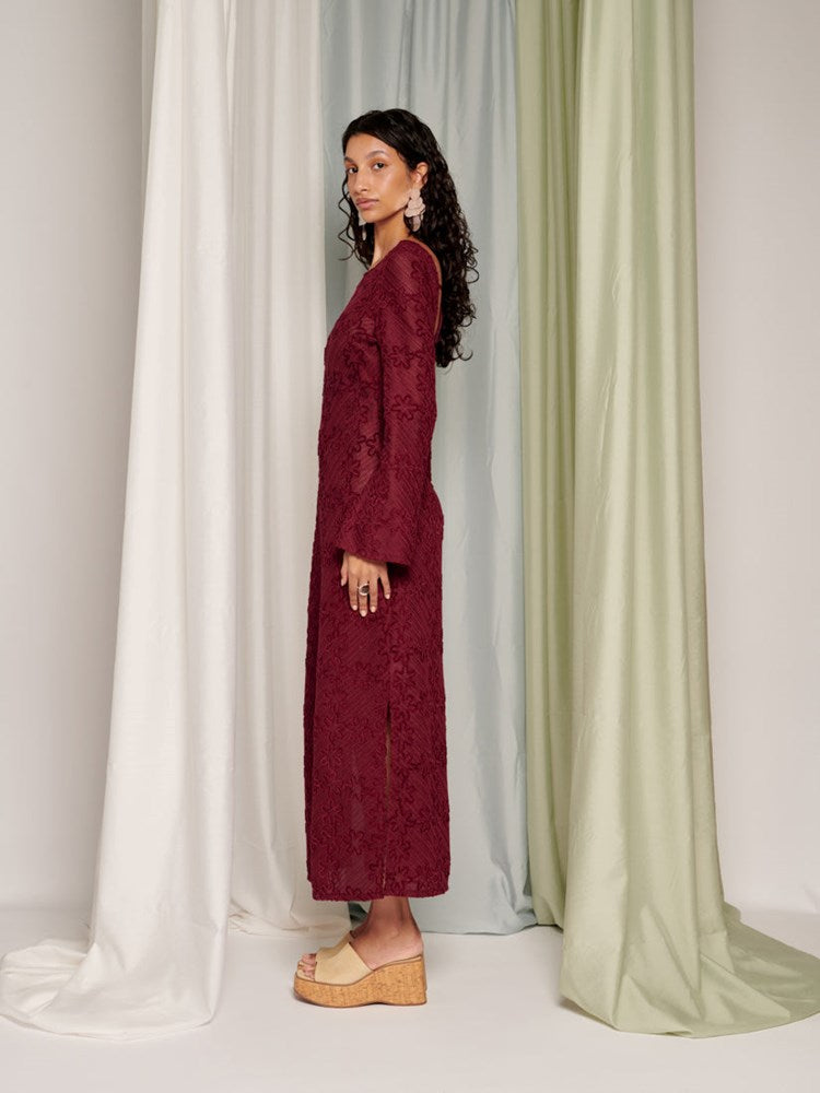 burgundy crochet maxi dress Burgundy Crochet Maxi Dress Lined