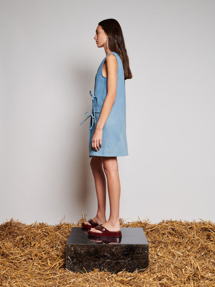 ghospell denim dress Ghospell Teo denim midi dress in dark denim