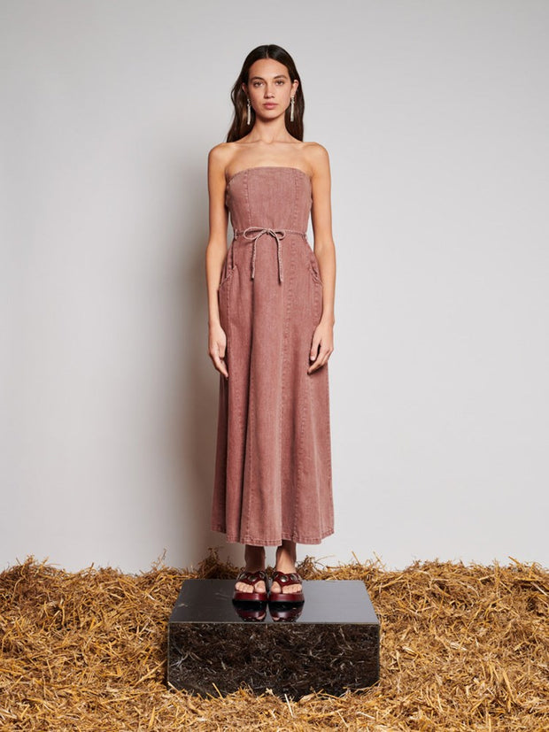ghospell denim dress Ghospell Teo denim midi dress in dark denim