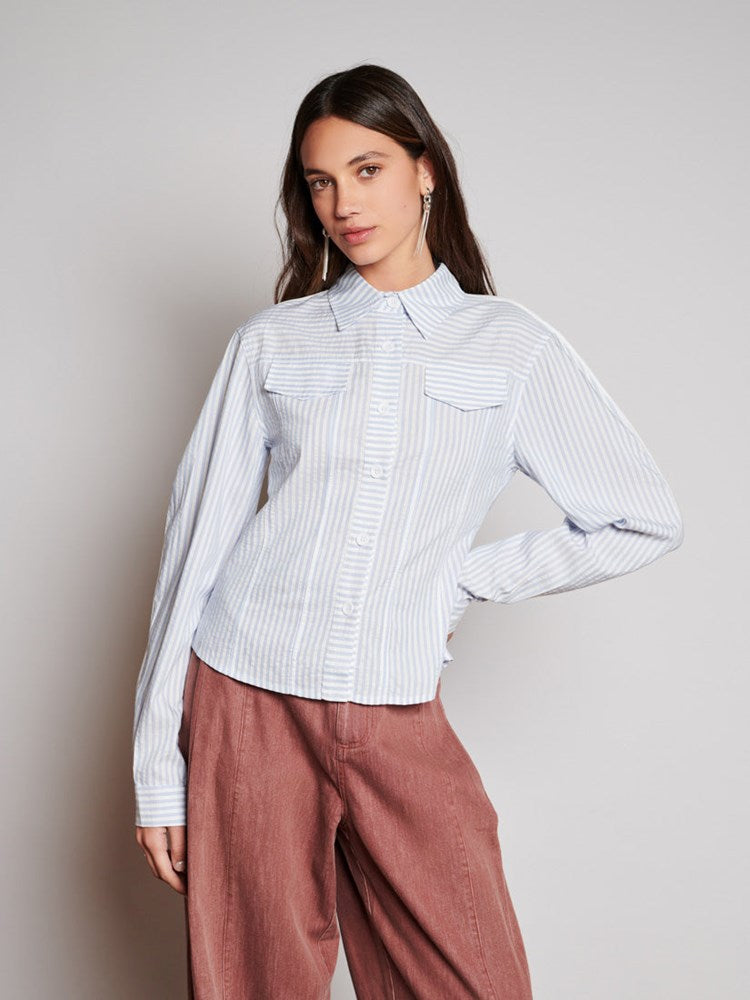 GHOSPELL◆長袖ブラウス/S/コットン/KHK/チェック/22GH02TOG241GRN GHOSPELL ゴスペル ブラウス Dillon Tie Front Blouse