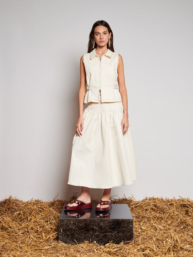Quincey Drill Midi Skirt