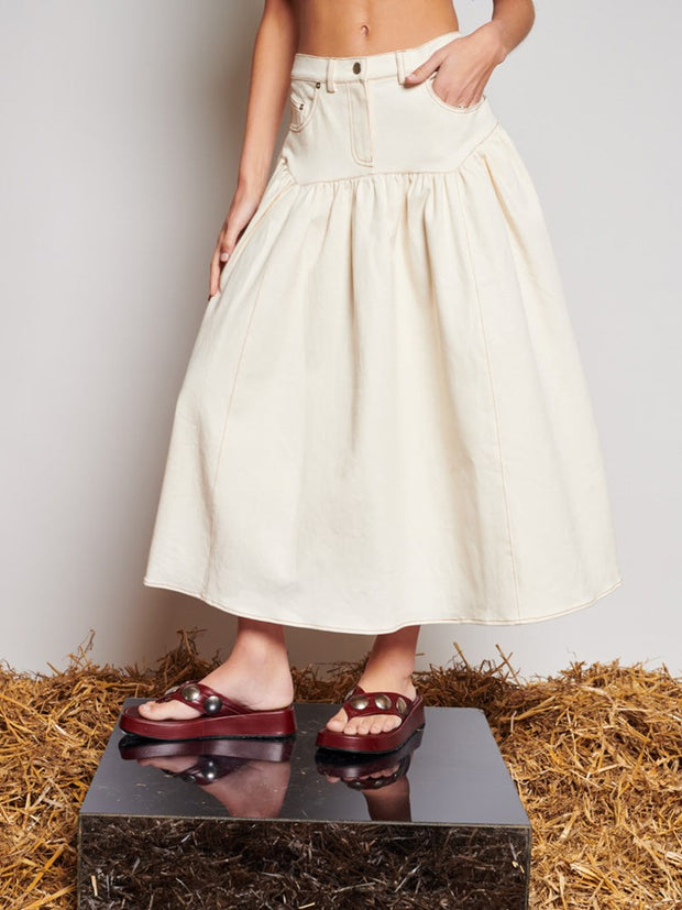 Quincey Drill Midi Skirt