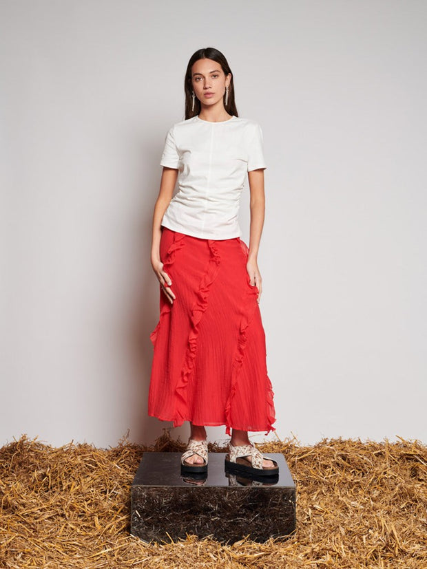 Wynn Flounced Midi Skirt