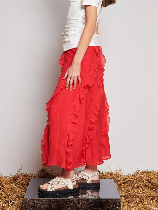 Wynn Flounced Midi Skirt