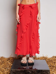 Wynn Flounced Midi Skirt