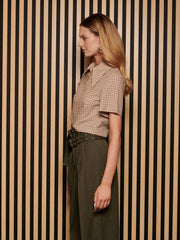Rita Check Zip Top