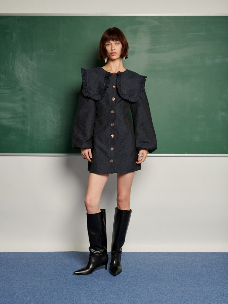 Ghospell Inola Mini Dress Navy Blue / S