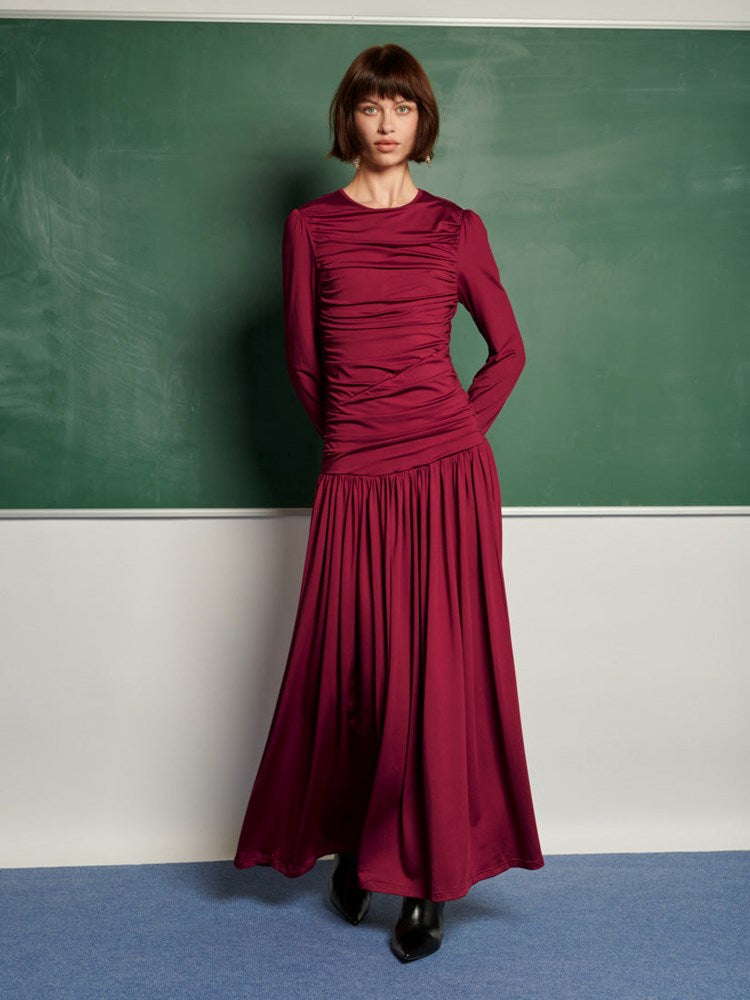Ghospell Regina Maxi Dress Burgundy Red / Z