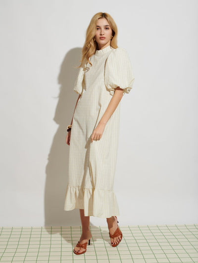 ghospell oversized collar mini dress in pearl ivory Dresses Ghospell white dress