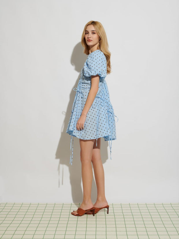 farah mini dress Farah Polka Dot Mini Dress Baby Blue / XS
