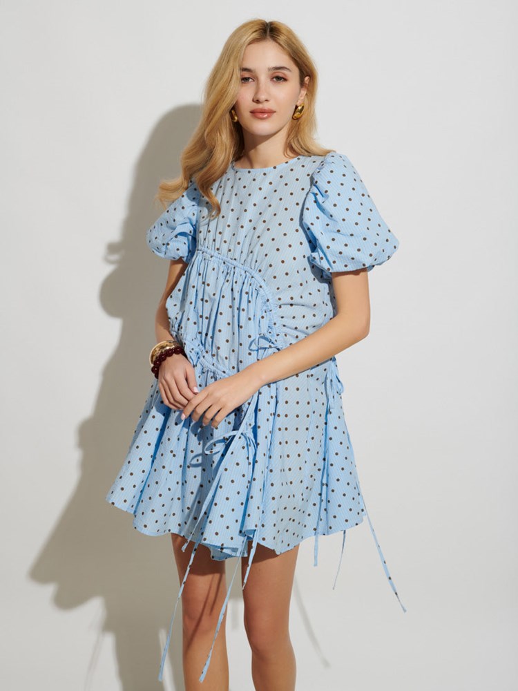 farah mini dress Farah Polka Dot Mini Dress Baby Blue / XS