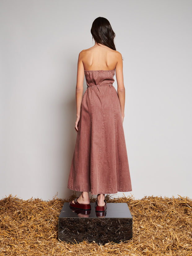 brown denim midi dress BLTIBY Women's V Neck Dresses Button Down Sleeveless Elegant Pleated Swing Denim Midi Midi Dress Casual Dresses Red XXL