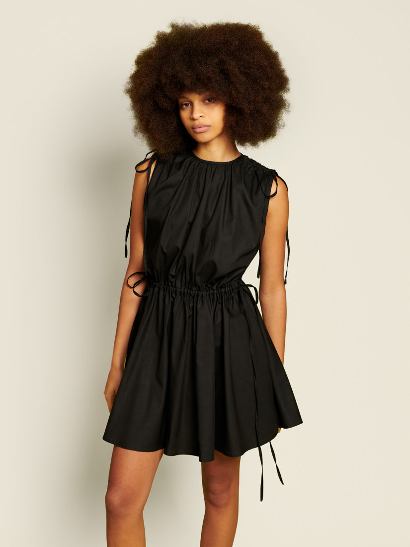 blue dress for baby girl Black Gold Chain Straps Drawstring Cut Out Mini Dress main image 0