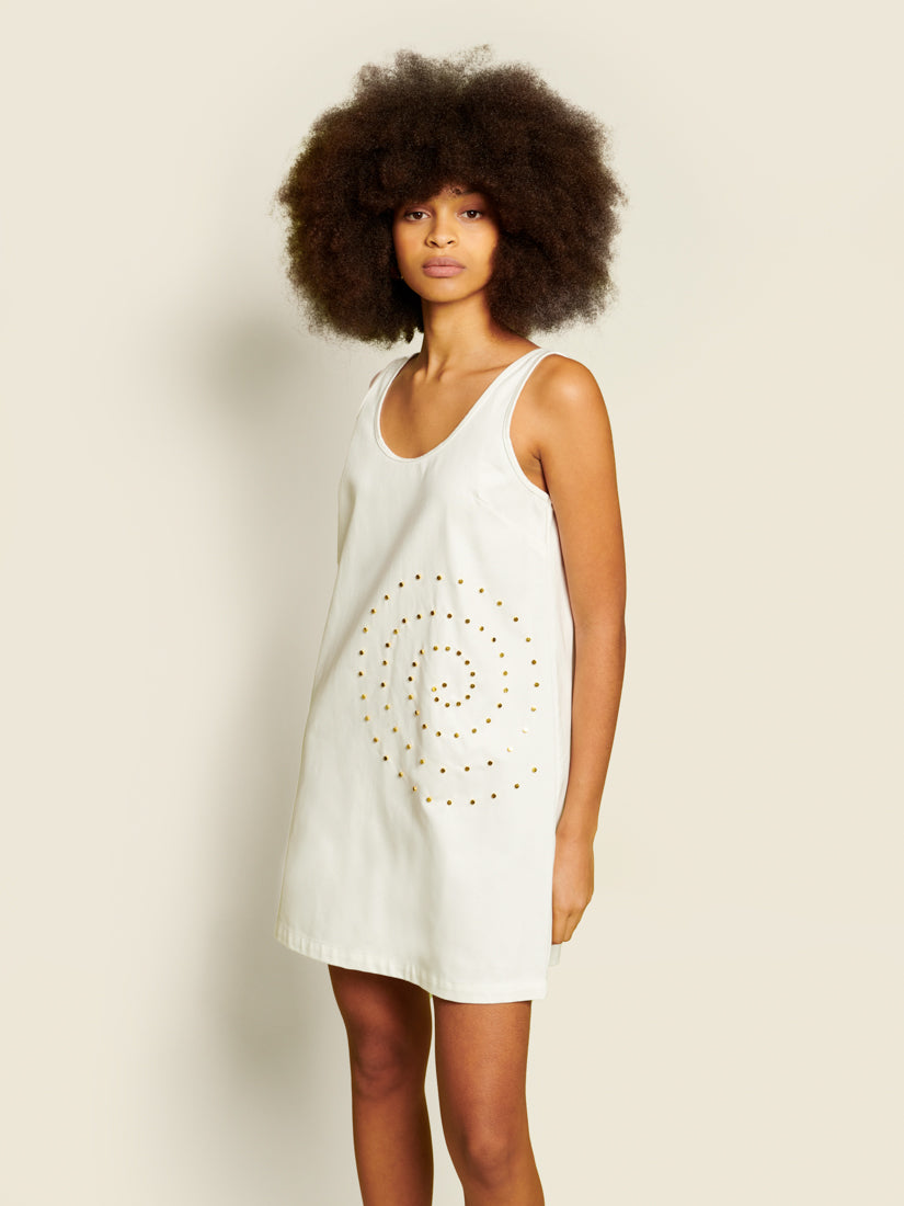 white christmas dresses Ghospell Deborah Striped Denim Mini Dress – Sister Jane main image 0
