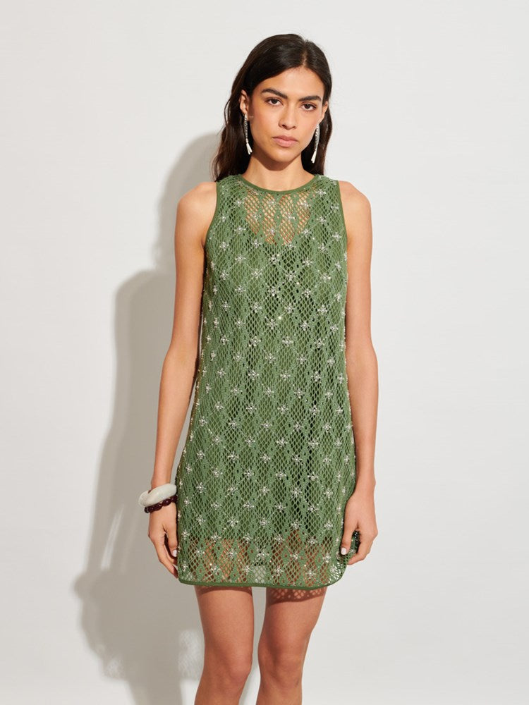 ghospell dress green Ghospell Drawstring Mini Dress in Green