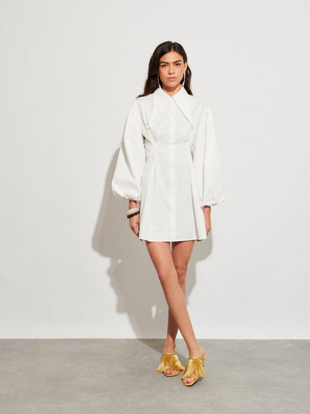 ghospell oversized collar mini dress in pearl ivory Ghospell mini dress with oversized collar in ecru