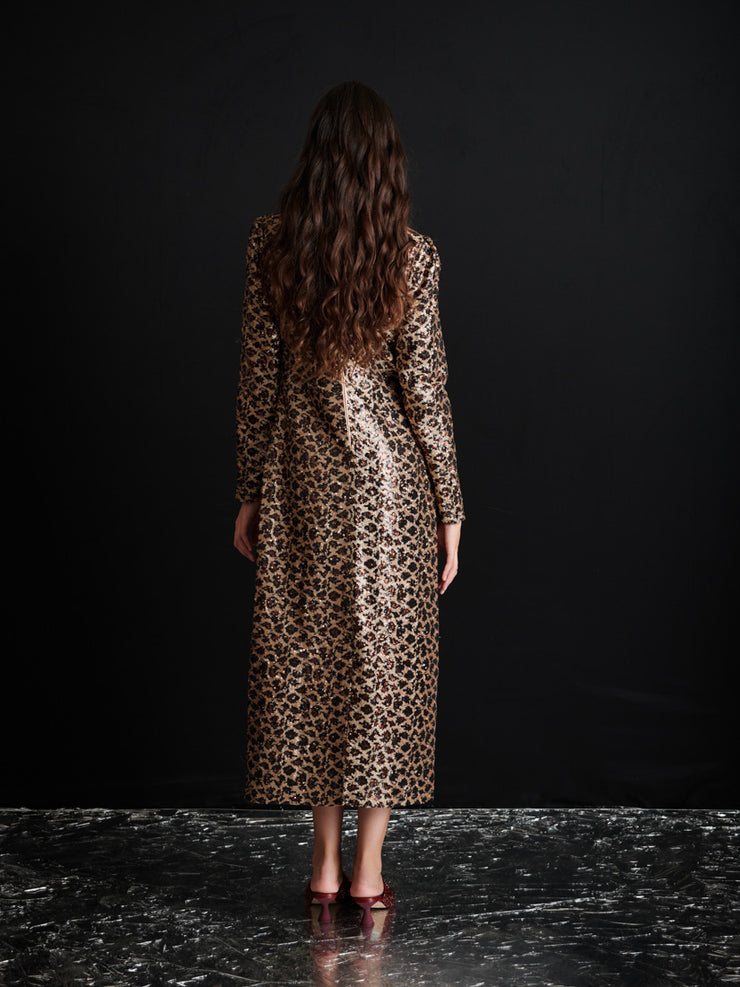 Yara Sequin Leopard Midi Dress