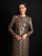 Yara Sequin Leopard Midi Dress