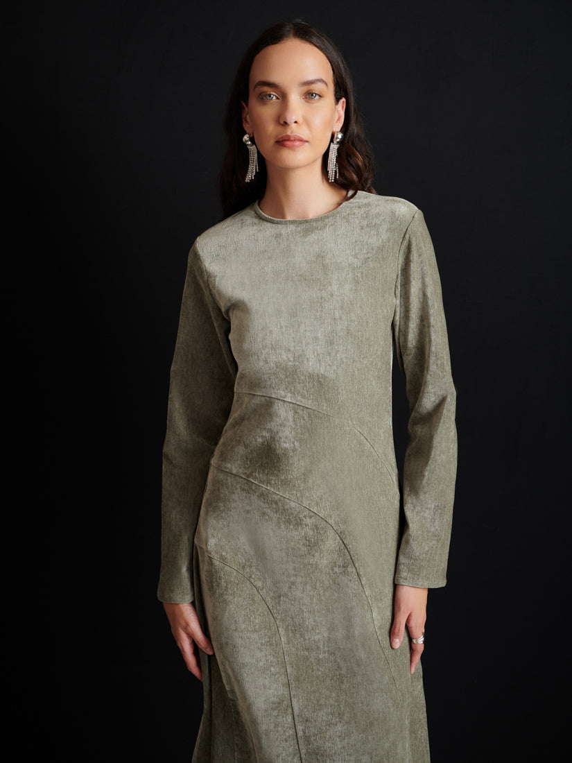 grey velour dress Quzey Velvet Dress