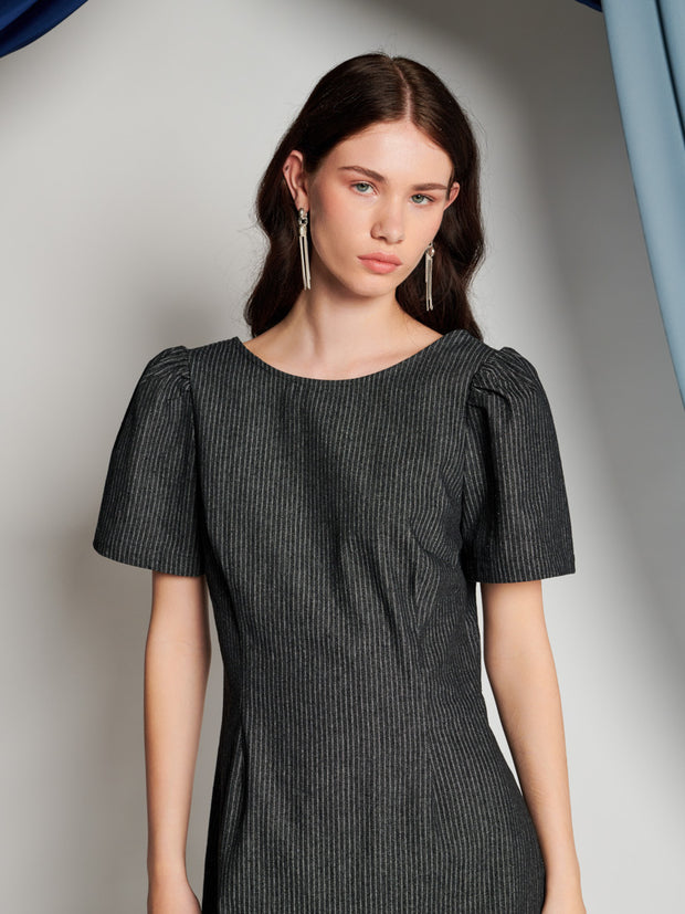 ghospell mini dress Ghospell Ruffle aysmmetric Mini Dress in Green stripe