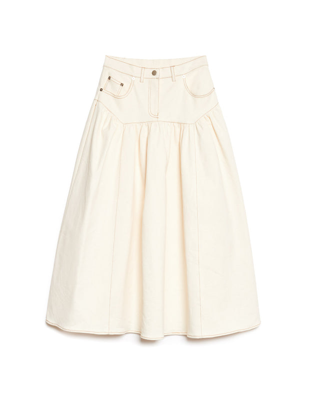 Quincey Drill Midi Skirt