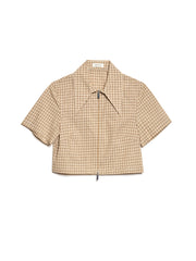 Rita Check Zip Top