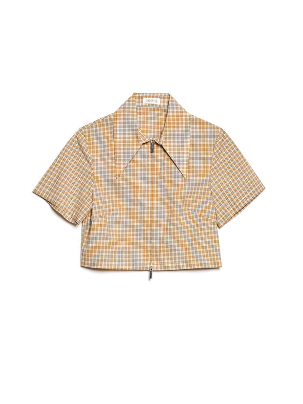 Rita Check Zip Top