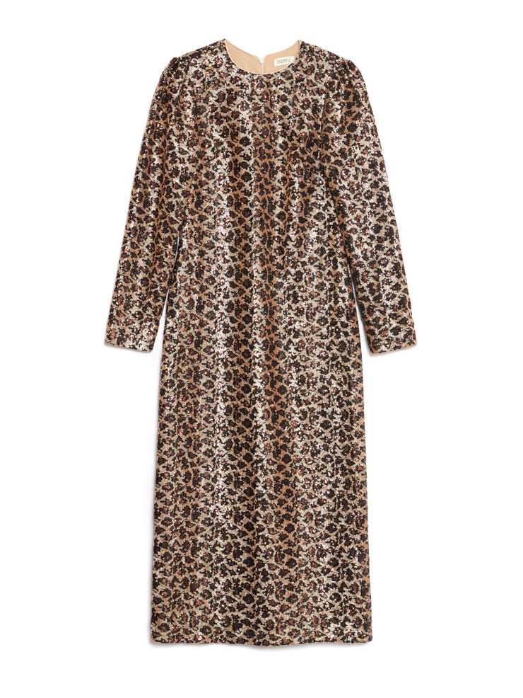 Yara Sequin Leopard Midi Dress