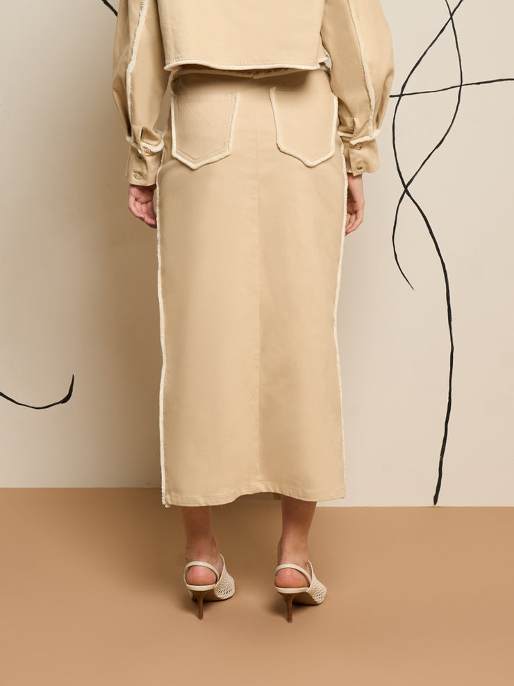 Harper Frayed Midi Skirt
