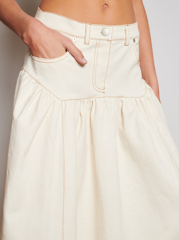 Quincey Drill Midi Skirt