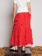 Wynn Flounced Midi Skirt