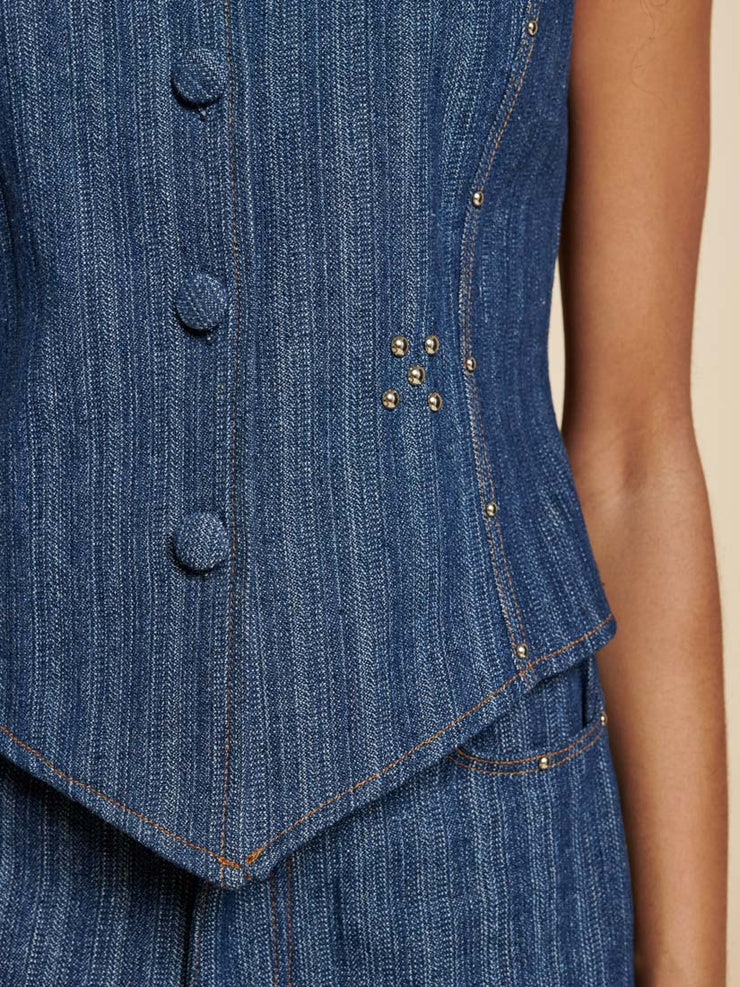 Blakely Denim Studded Vest