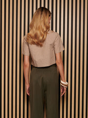 Rita Check Zip Top