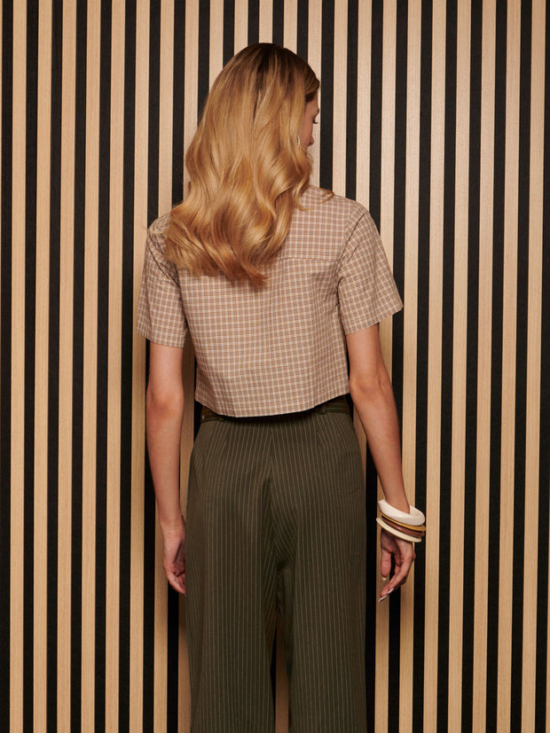 Rita Check Zip Top