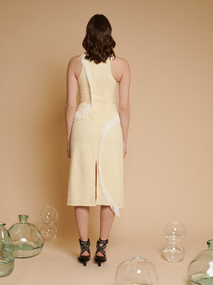 Una Gingham Fringe Dress