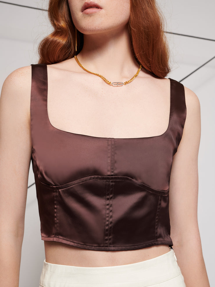 Brenner Satin Cropped Top
